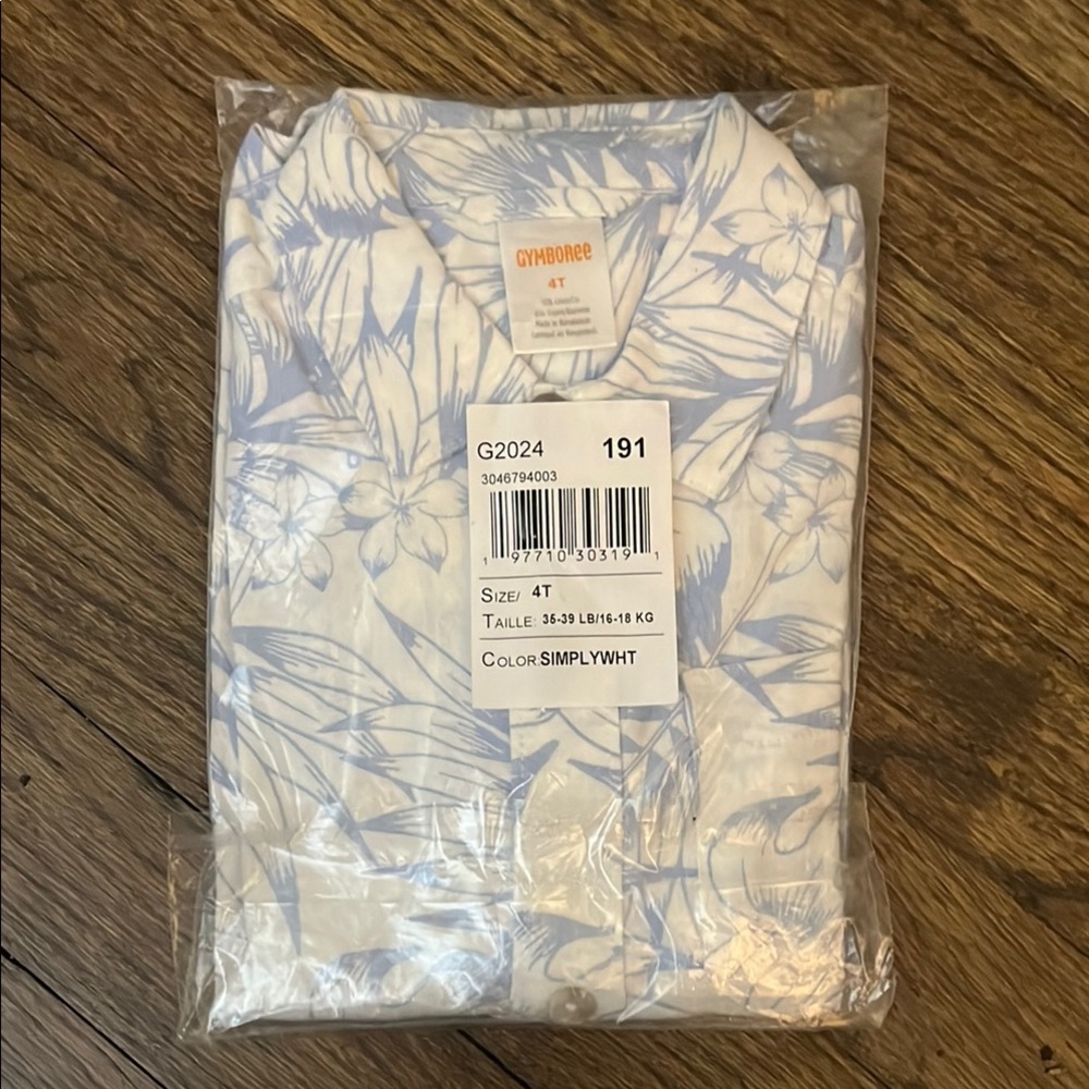 Gymboree White and Blue Floral Shirt simply white
